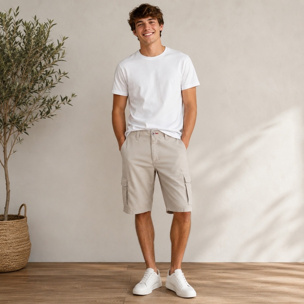 Tony Hawk Cargo Shorts Mens 31 Beige Khaki Skater Y2K Utility Gorpcore Hiking